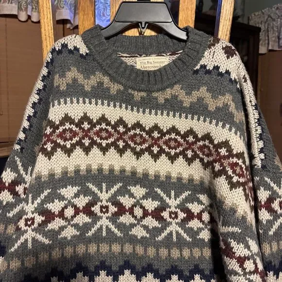 VINTAGE Abercrombie & Fitch The Big Sweater MENS XL Pullover Cotton Knit Y2K - Picture 2 of 6